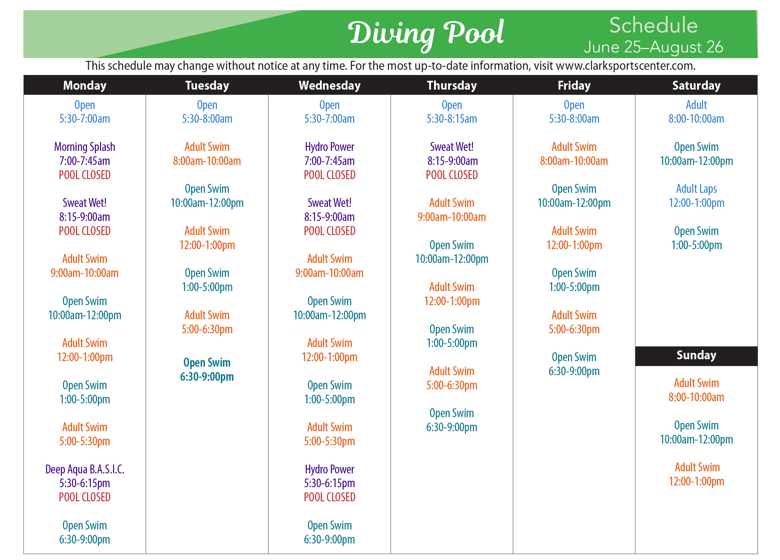 marysville pool schedule