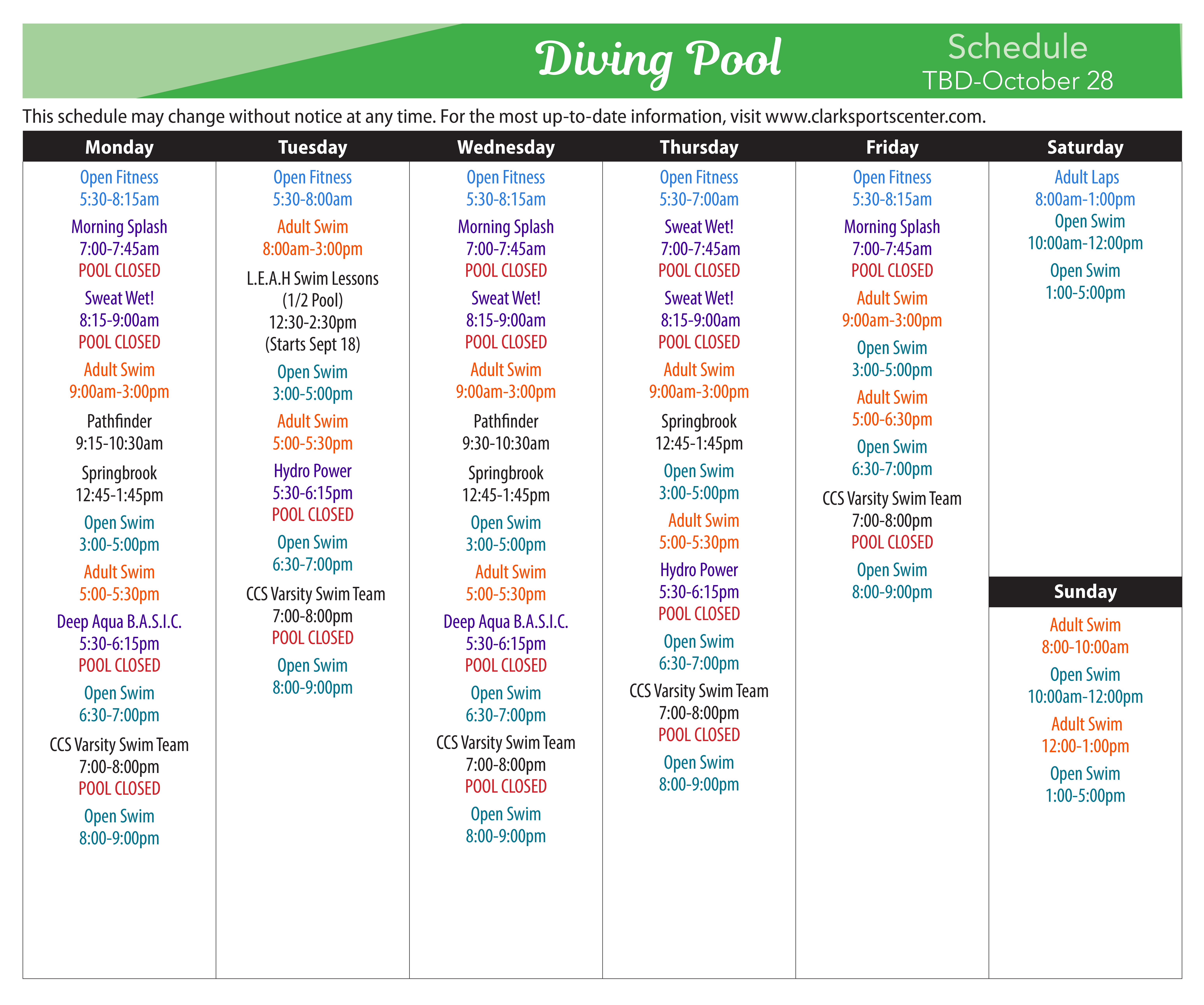 marysville pool schedule